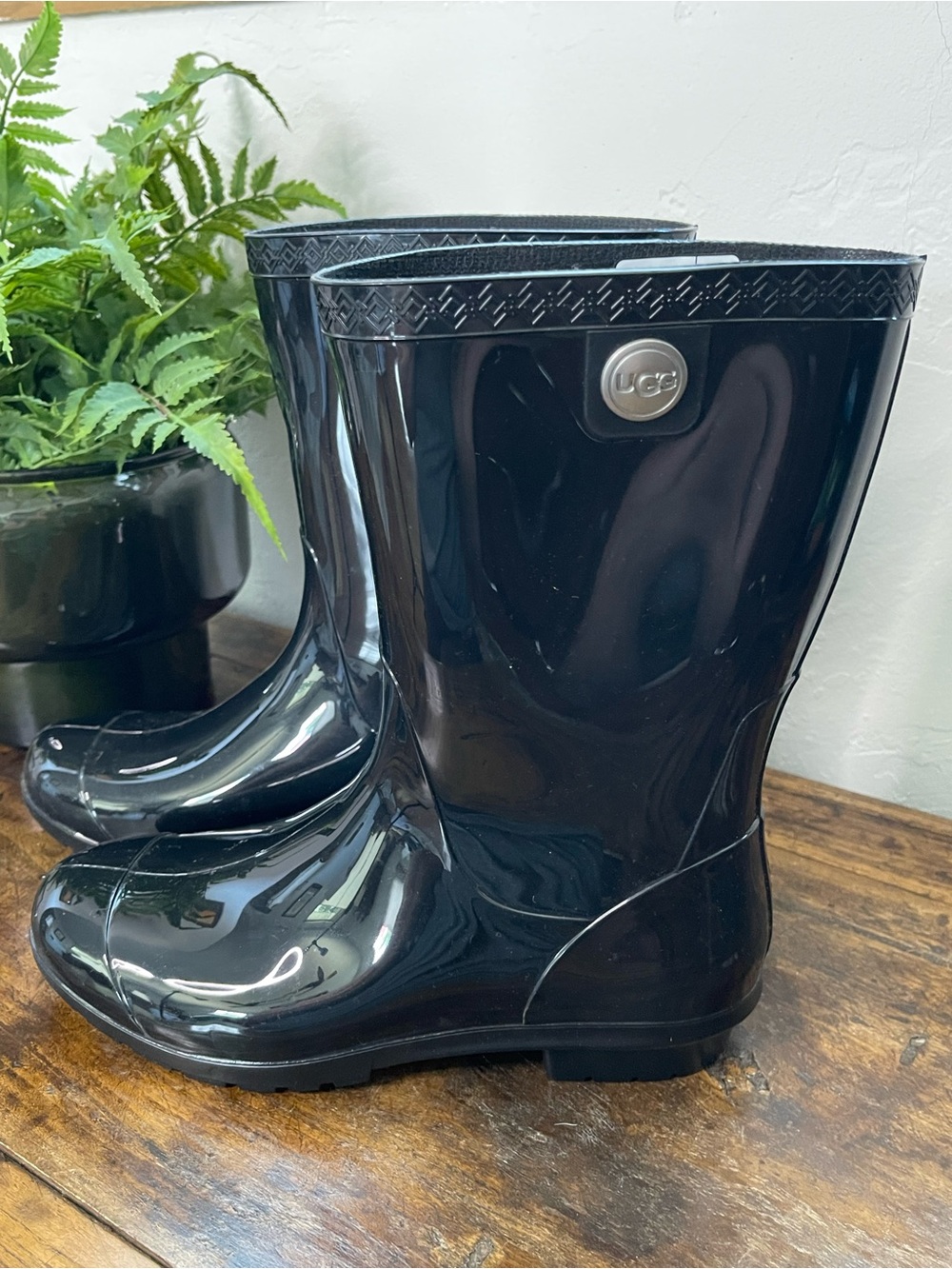 UGG Black Gloss Rain Boots NWOT